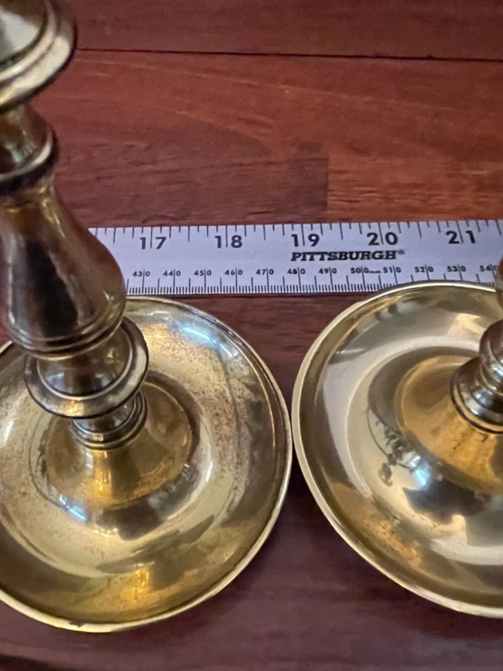 Vintage Solid Brass Candlesticks Candle Holders w/Drip Pans Pair Approx. 7